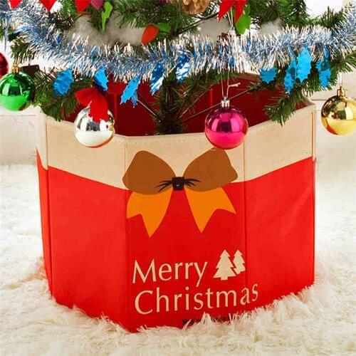 Non-woven Storage Box Durable Christmas Tree Skirt Box Folding Snowmen Base Box Xmas Tree Foot Cover Xmas Decor Multifunctional