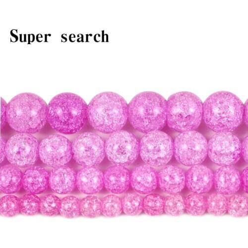 15 "Strand Rose Red Round Crackled Crystal Stone Beads Loose Spacer Beads For Jewelry Making Neck Bracelet 6-12mm