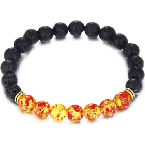 Hot Selling Bracelets Hand String Lava-rock Handmade Beaded Yoga Energy Bracelet 8mm Beads Strand Size Adjustable Women Jewelry