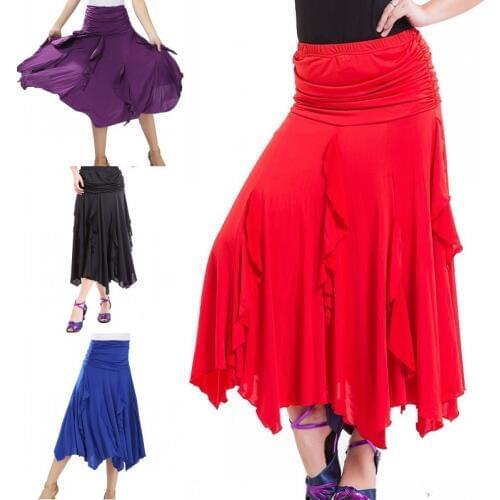 Fashion Solid Color Irregular Dance Practice Performance Dance Skirt Latin Dance Ballroom Dance Ballroom Dance Big Swing Skirt