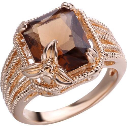 Fashion Rose Gold Color Champagne Zircon Rings for Women Trendy Snake Shape Rhinestone Wedding Jewelry
