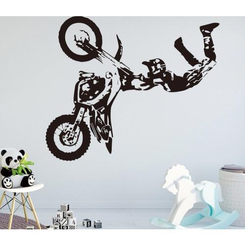 Motorcross Wall Stickers Motorcycle Vinyl Decal Moto Art Wall Decor Extreme Sport Poster Bedroom Mural Living Room Decoration