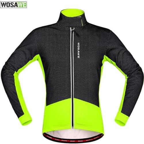 WOSAWE Men Winter Fleece Thermal Warm Cycling Jersey Bicycle Bike Wind Coat Windproof Anti-Sweat Rainproof Riding Bike Jacket