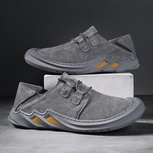 New Mens Shoes Leather Cow Suede Shoes Men Fashion Loafers Breathable Lace up Comfortable Casual Shoes Outdoor Sneakers For Men