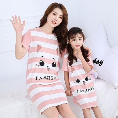 New Summer Girls Nightgown Pajamas Kids Short Sleeved Nightdress Cute Cotton Child Baby Sleeping Dress Teenager Girl Sleepwear