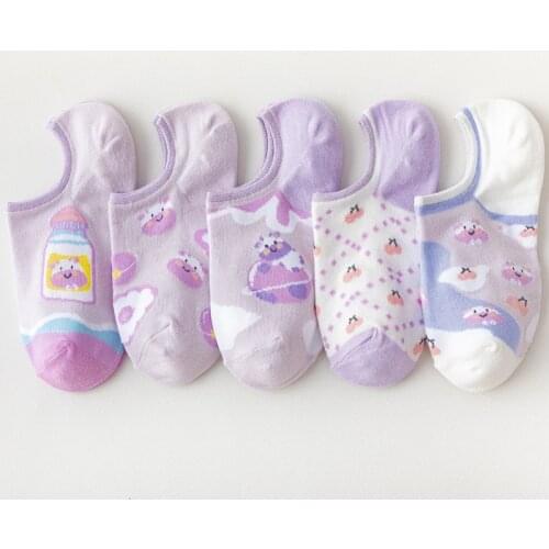 New Cow Series Invisible Boat Socks Shallow-tops Womens Socks Cotton