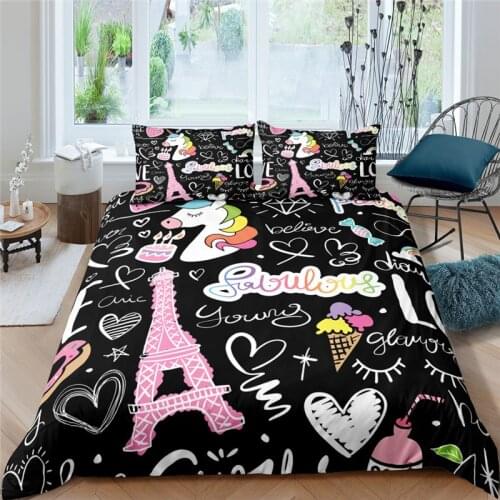 Luxury 3D Cartoon Unicorn Print Home Living Comfortable Duvet Cover Pillowcase Bedding Set Queen and King EU/US/AU/UK Size