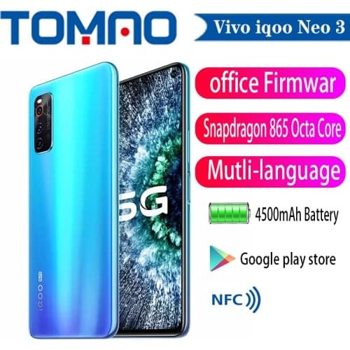 Vivo iQOO Neo 3 5G MobilePhone 8/12GB Ram 128/256GB ROM Snapdragon 865 Octa Core 144Hz Screen Refresh Rate Smartphone NFC OTA