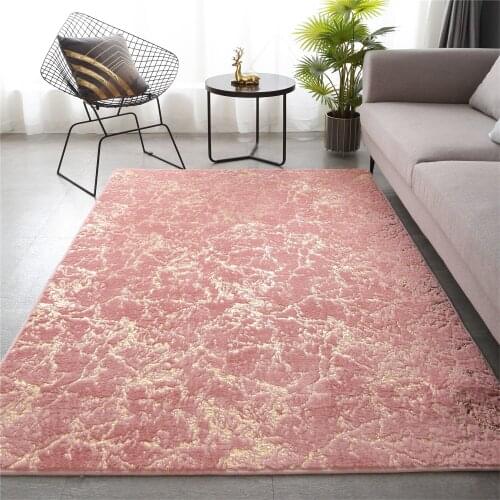 Soft Faux Rabbit Fur Area Rug Crack Gold Foil Print Carpet Fluffy Bedside Mat Living Room Carpet Home Decor Carpet Kid Play Mats