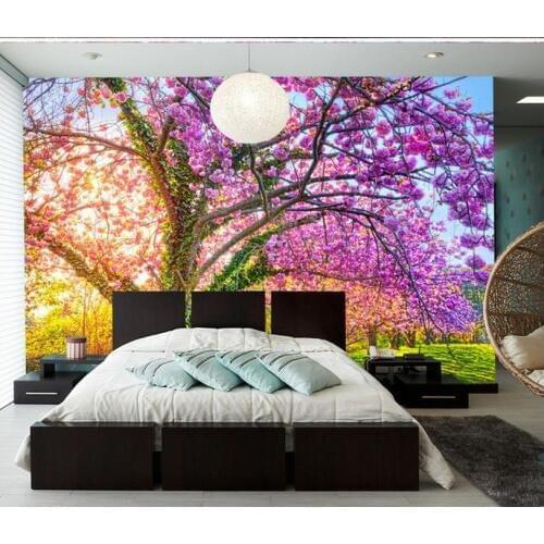 Home Decoration Garden cherry tree vines cherry blossoms blooming background wall room modern wallpaper