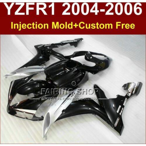 High quality motorcycle Injection fairings for YAMAHA R1 2004 2005 2006 YZF R1 YZF1000 04 05 06 black silver bodywork fairing