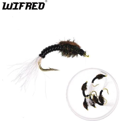 Wifreo 6PCS/Lot #16 Trout Bluegill Fishing Larvea Lures Fly Fishing Hook Artificial Insect Lure Bait Nymph