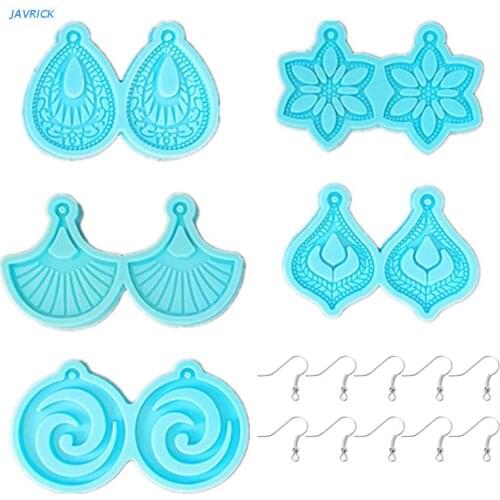 X7XB 5 Pcs Earrings Epoxy Resin Mold Handmade Ear Drop Dangle Silicone Mould DIY Crafts Jewelry Necklace Pendants Mold
