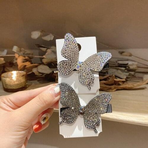 Butterfly Hair Clip Women Metal Rhinestone Hairpin Hairgrip Girls Headwear Barrette Hairpins Hair Jewelry Accessories Hot Sale
