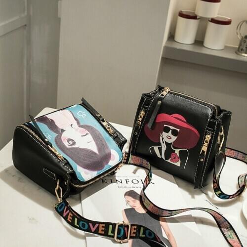 Vintage Love Printing Shoulder Bags for Women 2019 New Female Harajuku Leather Bag High Quality Small Bags Ladies Crossbody Bags