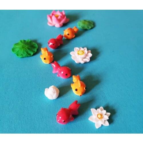 10Pcs fish/lotus leaf/fairy garden gnome/moss terrarium home decor/crafts/bonsai/bottle garden/miniatures/figurine/diy supplies