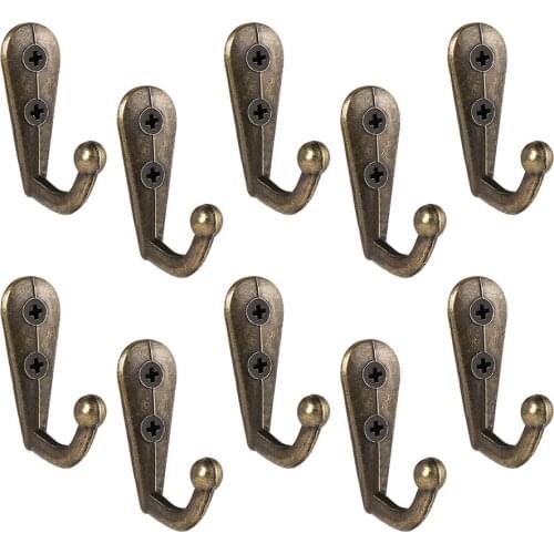 12PCS Retro European Style Coat Hooks Zinc Alloy Heavy Duty Closet Hooks Wall Mounted Hangers For Towel Clothes