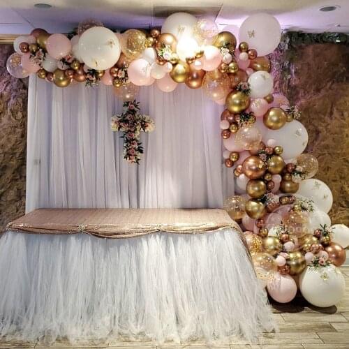 142pcs Rose Gold Balloon Garland Arch Kit Pink White Chrome Balloon Wedding Baby Shower Birthday Party Decoration Kids Globos