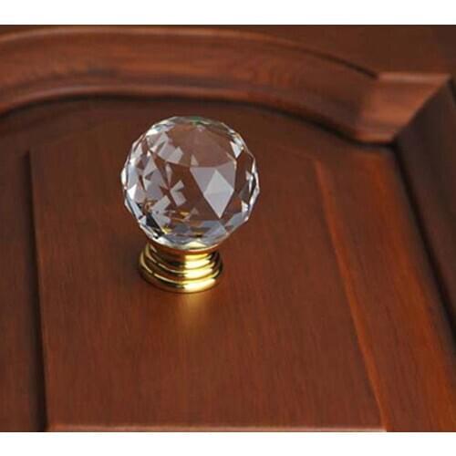 2Pcs 30mm Diamond Shape Design Ball Shaped Crystal Glass Zinc Pull Handle Knob Drawer Cupboard Door Cabinet Pulls Hardware Pull