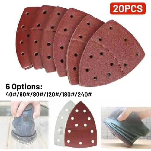 20pcs Mouse Sanding Sheets Hook And Loop Sander Pads 11-Holes Sanding Paper 40 60 80 120 180 240Grits