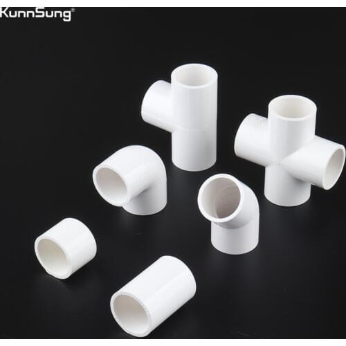 3pcs PVC Connector Inner Dia. 25mm Pipe Fittings Cap Straight Tee Wye Y Connector Elbow Cross for Pipe Repairing Aquarium Water