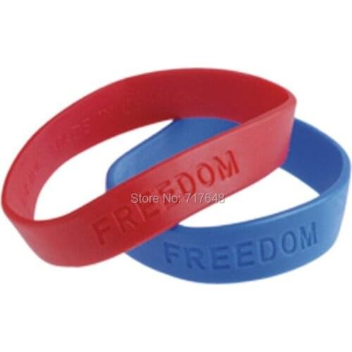 300pcs Embossed Freedom wristband silicone bracelets free shipping by FEDEX