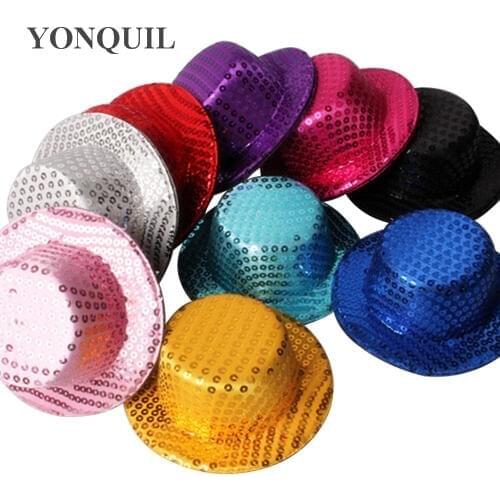 5.2"(13 CM) 9 Color BLINGBLING Mini Top Fascinator Hats Female Party Hats,DIY Hair Accesspries 12Pieces/Lot Free Shipping MH009