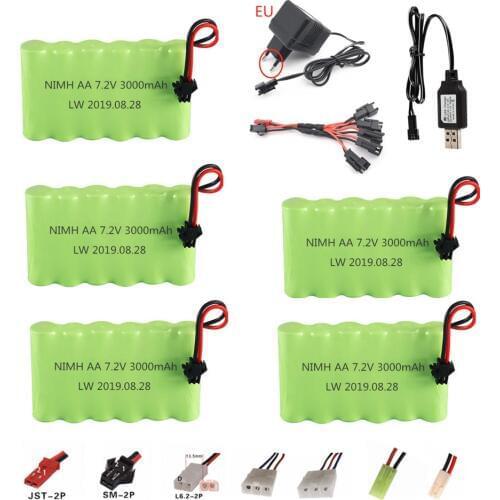 7.2v 3000mAh Battery and Charger For Rc toy Car Tank Train Robot Boat Gun 7.2v NiMH Battery aa 2400mah 7.2v Rechargeable Battery