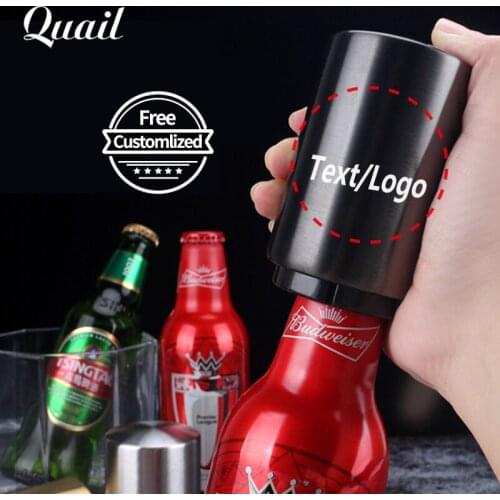 Free laser engraving your logo/text Automatic Beer Bottle Opener Stainless Steel Push Down Opener Beer Drink Opener Bar To