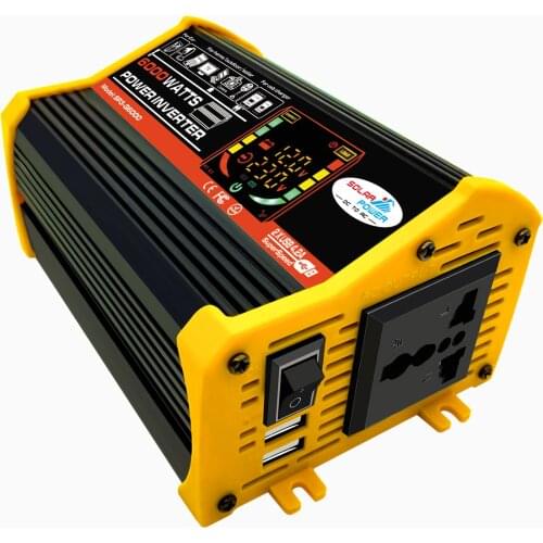6000W Car Power Inverter LCD Display Transformer Modified Sine Wave 12V To 110V/220V Two USB Ports Inverter For Car Converter