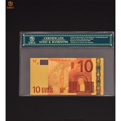 Euro Gold Banknotes 10 Euro Color Gold Foil Bills Note Paper Money Collection Patriot Memorial Gift