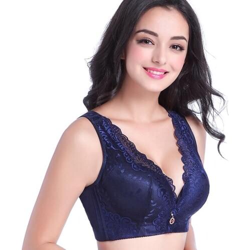 Wire Free Bra Big Size Push Up Brassiere for Women Vest Lace Plus Size Bras 32 to 50 White Black D E Cup Lace Sexy Lingerie 120E