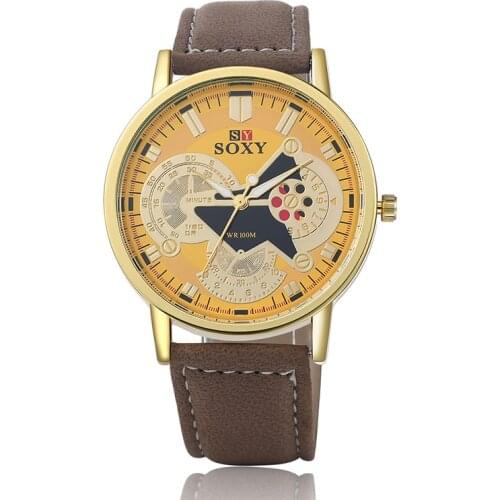 New Luxury Fashion Sport Watches Men Leather Quartz Analog Watches Casual Cool Watch SOXY Brand Men Watches Relogio Masculino