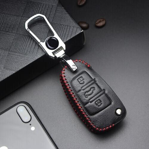 Leather Car Key Ring Cover For Audi C6 A7 A8 R8 A1 A3 A4 A5 Q7 A6 C5 A4L B5 B6 B7 B8 B9 A6L Q3 Q5 Q7 S5 S7 RS3 TT Q5L S4 8W TTS
