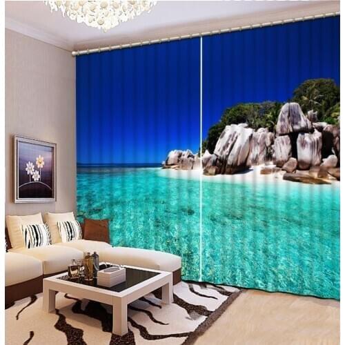 Decoration curtains Customized size Luxury Blackout 3D Window Curtains For Living Room blue room curtains