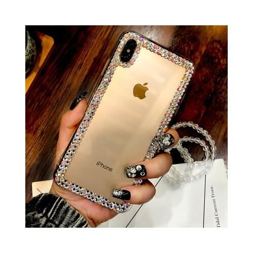For SamsungA3 A5 A7 2017 A9 A8 A6 PLUS A50 A70 A80 Phone Case Luxury Rhinestone Soft edge Diamond Clear Bling Crystal Coque