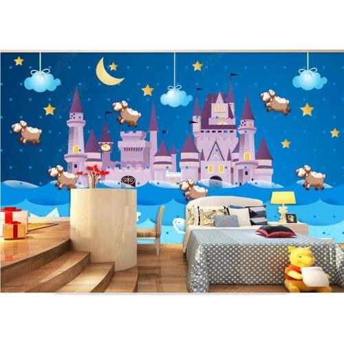 Wallpaper photo 3 d custom mural on the wall Blue starry cartoon castle childrens room decor Wallpaper for walls in rolls