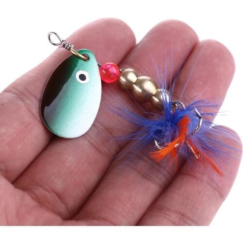 Hengjia 5pcs 5.5g /6.5g / 7g Spinner Bait Fishing Spoon Lure with Feather Hook Trout Bass Pike Fishing Tackle