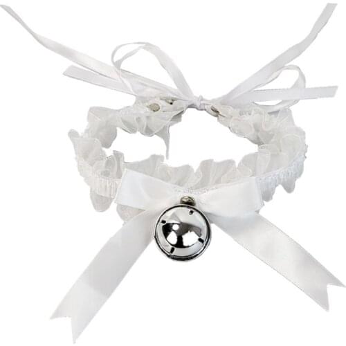 K3ND Bowknot Lace Necklace with Bell for Women Girls Adjustable Gothic Choker