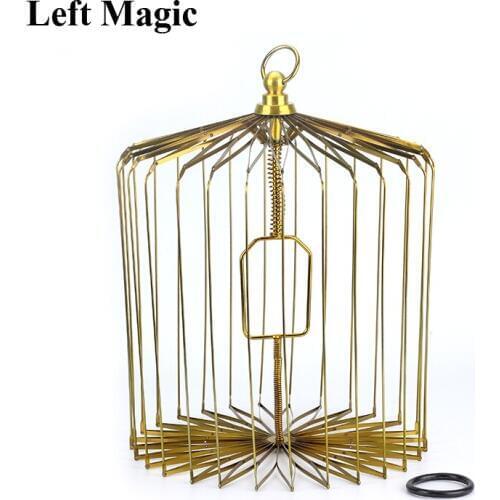 Gold Steel Appearing Bird Cage - Large Size (Dove Appearing Cage) Stage Magic Tricks Novelties Gimmick Illusions Props Comedy