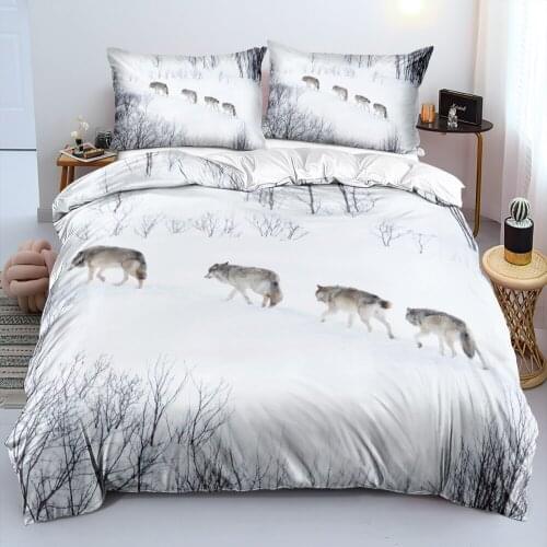 Duvet Cover Sets Wolves Europe Size,USA Size Digital Printing Comforter Covers 3pcs Bed Linen Bedding Set White 230x220cm Full