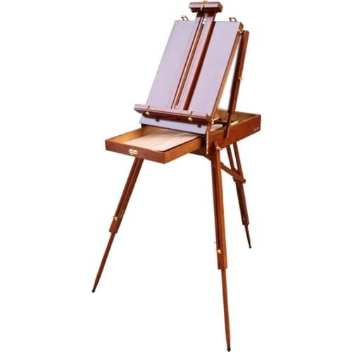 Art painting box Portable painting stand Folding Toolbox Real wood for sketching oil painting