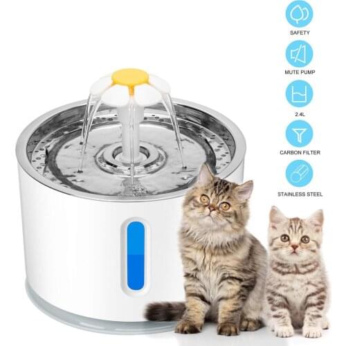 Cat Water Fountain 2.4L Automatic Pet Ultra Quiet USB Dog Drinking Fountain Drinker Feeder Bowl Pet Drinking Fountain Dispenser