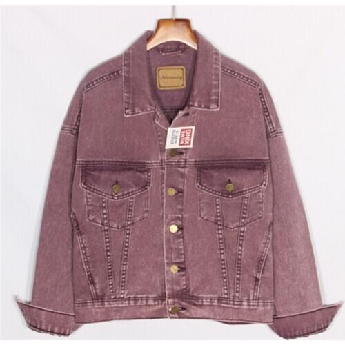 Candy Color Short Denim Jacket Coat Women Casual Outerwear Autumn New Korean Fashion Basic Loose Long sleeve Jeans Jacket Female