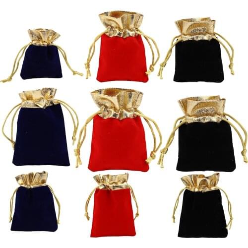 5PCs 9x7cm 12x9cm 16x12cm Velvet Drawstring Bags Storage Bracelets Jewelry Packaging Bags Candy Gifts Wedding Gold Bags Pouches