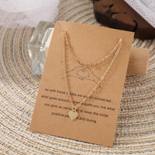 Punk Multi Layered Choker Necklace Collar Statement Love Heart Retro Pendant Clavicle Chain Card Jewelry