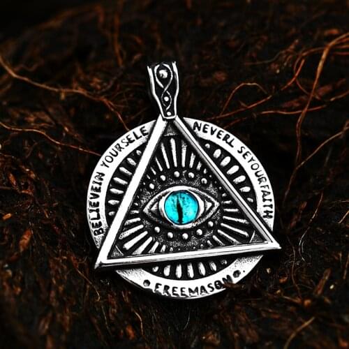 Beier Stainless Steel Mystic Eye Of God Disc Pendant Chain Necklace men Jewelry LLLHP164P