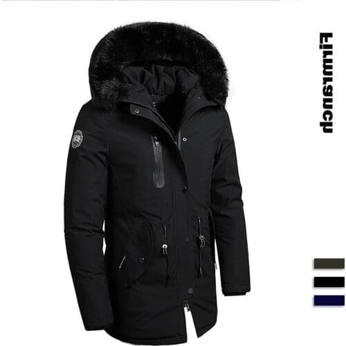 Men/Boys Outdoor Medium Long Winter Coat Windbreaker Parkas Fur Hooded Padded Jacket Men пальто мужское XXL