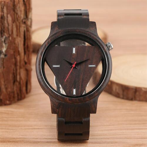Mens Wooden Watch Super Man Triangle Analog Wrist Watch Cool Business Sport Ultra-Light Quartz Watch for Men homens assistem