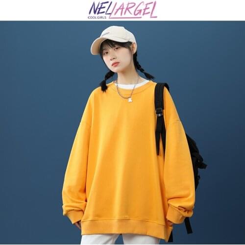 NELLARGEL Women Harajuku Vintage Solid Hoodies 2021 Female Japanese Streetwear Baggy Sweatshirts Girl Winter Y2k Hip Hop Hoodie